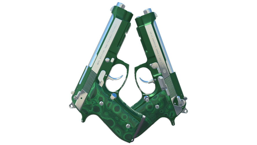 Dual Berettas | Polished Malachite (Minimal Wear)