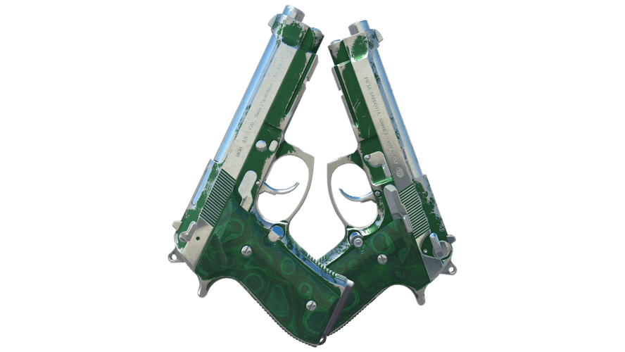 Dual Berettas | Polished Malachite (Well-Worn)