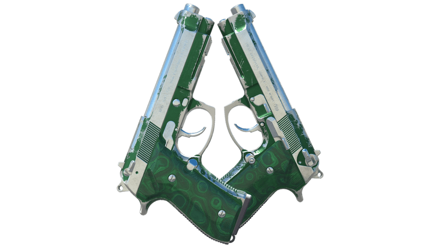 Dual Berettas | Polished Malachite (Well-Worn)