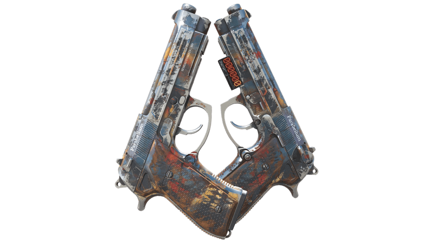 StatTrak™ Dual Berettas | Hideout (Well-Worn)