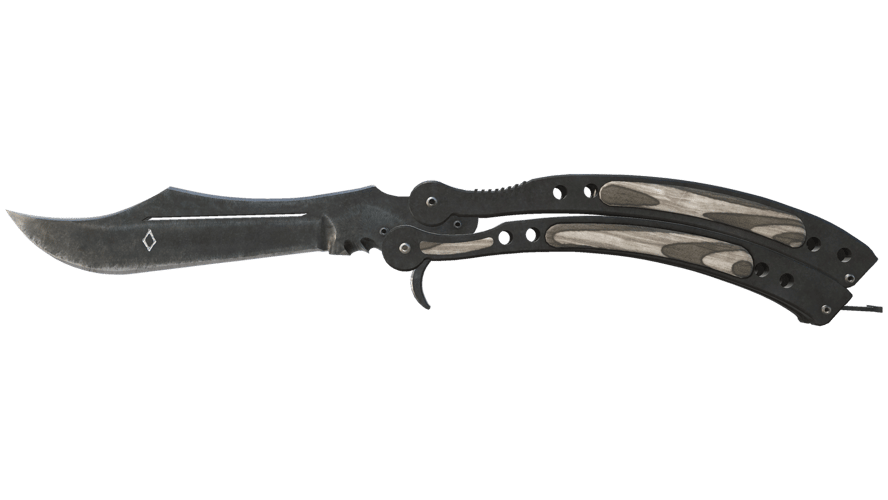 ★ StatTrak™ Butterfly Knife | Black Laminate (Well-Worn)