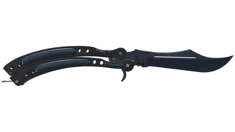 ★ StatTrak™ Butterfly Knife | Blue Steel (Well-Worn)