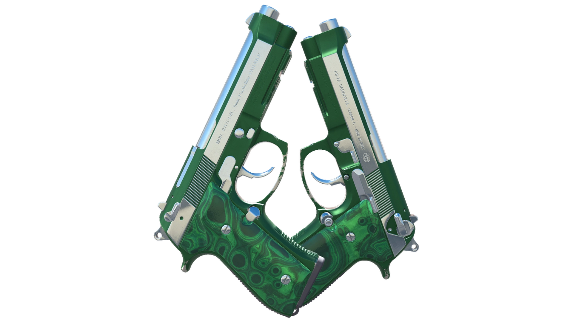 Dual Berettas | Polished Malachite (Minimal Wear)