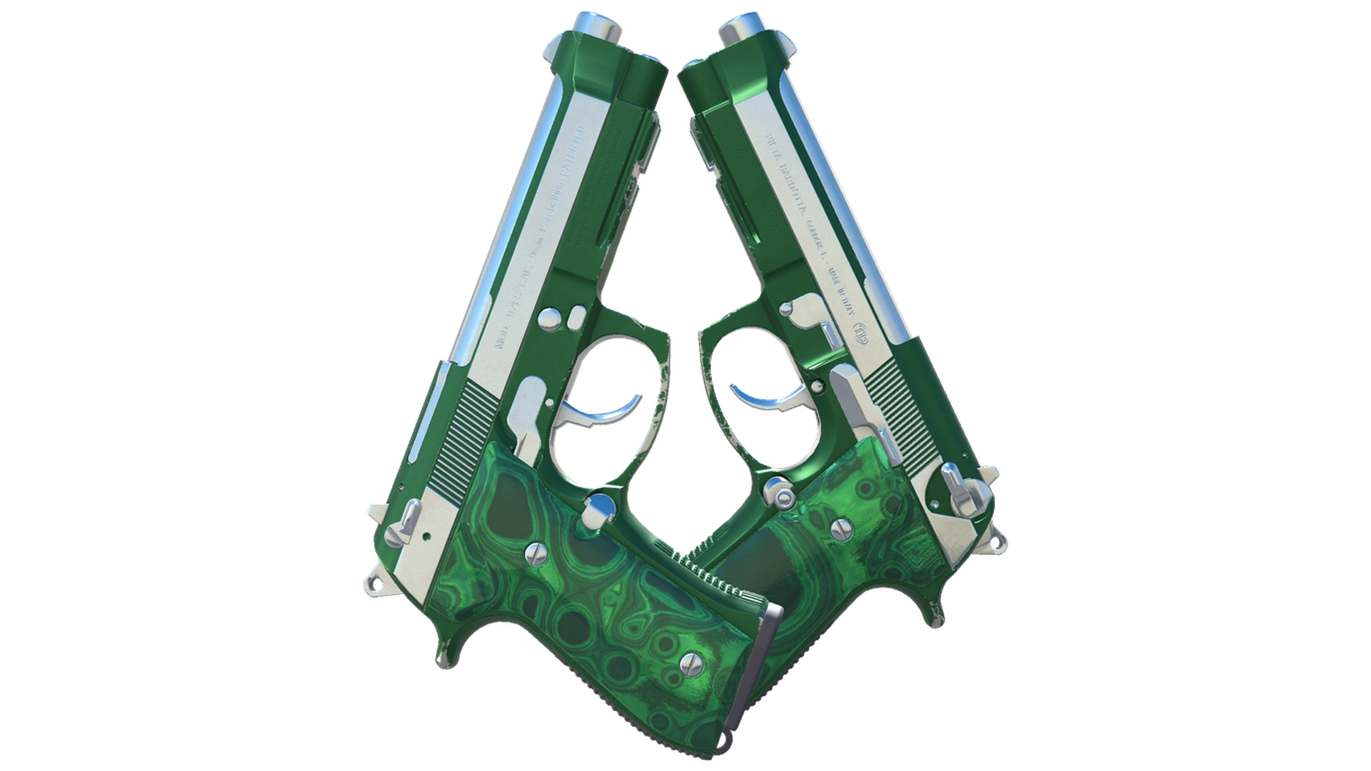 Dual Berettas | Polished Malachite (Minimal Wear)