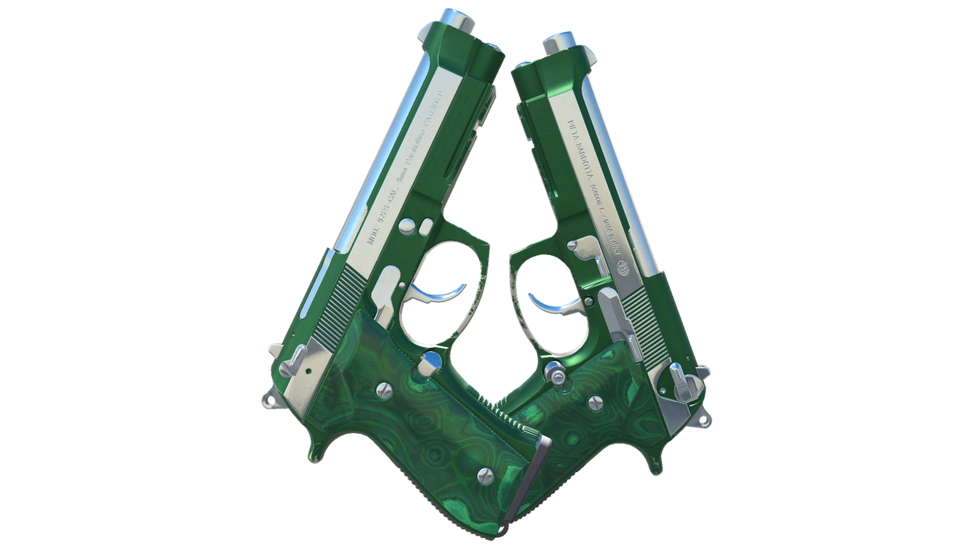 Dual Berettas | Polished Malachite (Minimal Wear)
