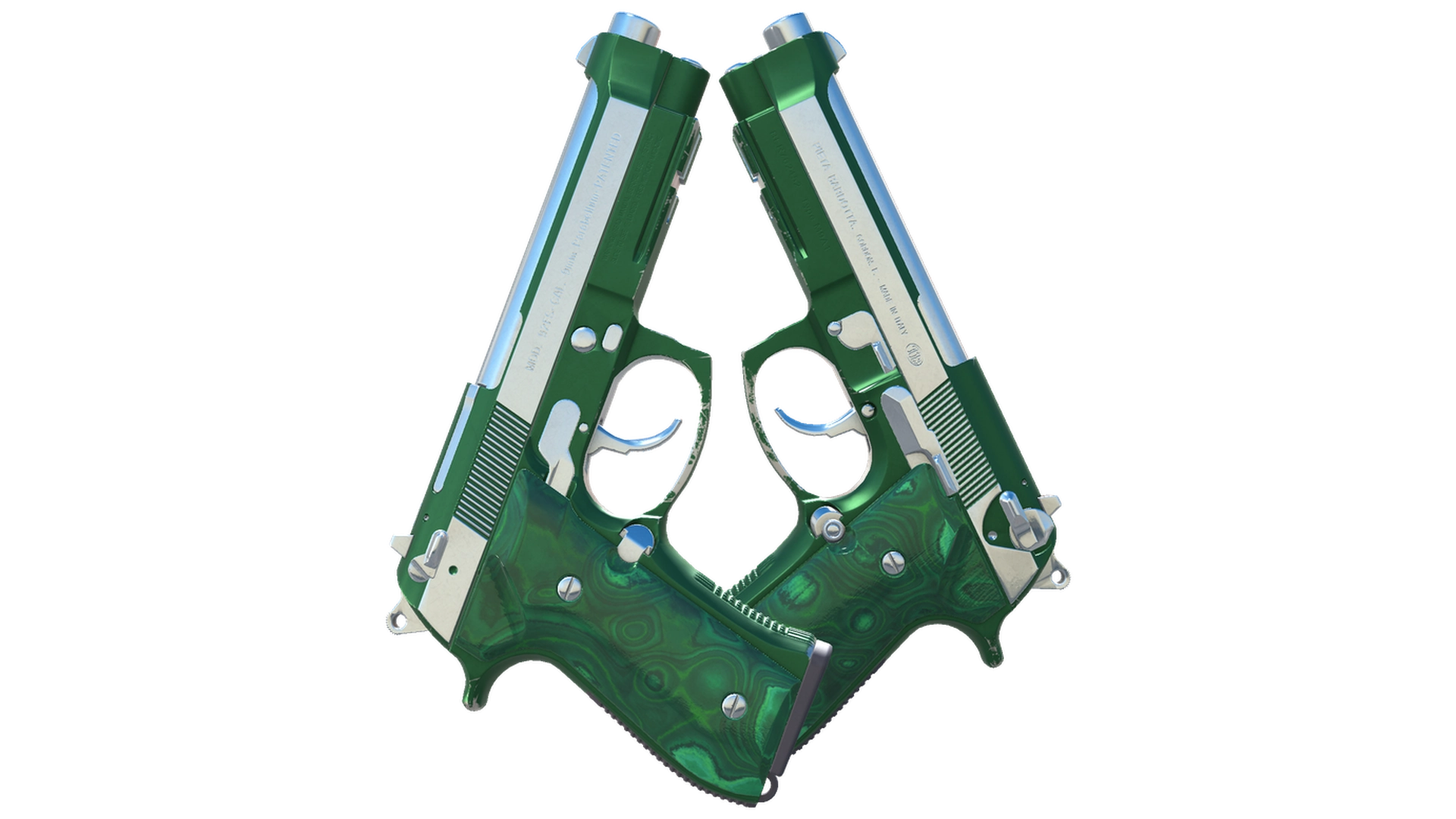 Dual Berettas | Polished Malachite (Minimal Wear)