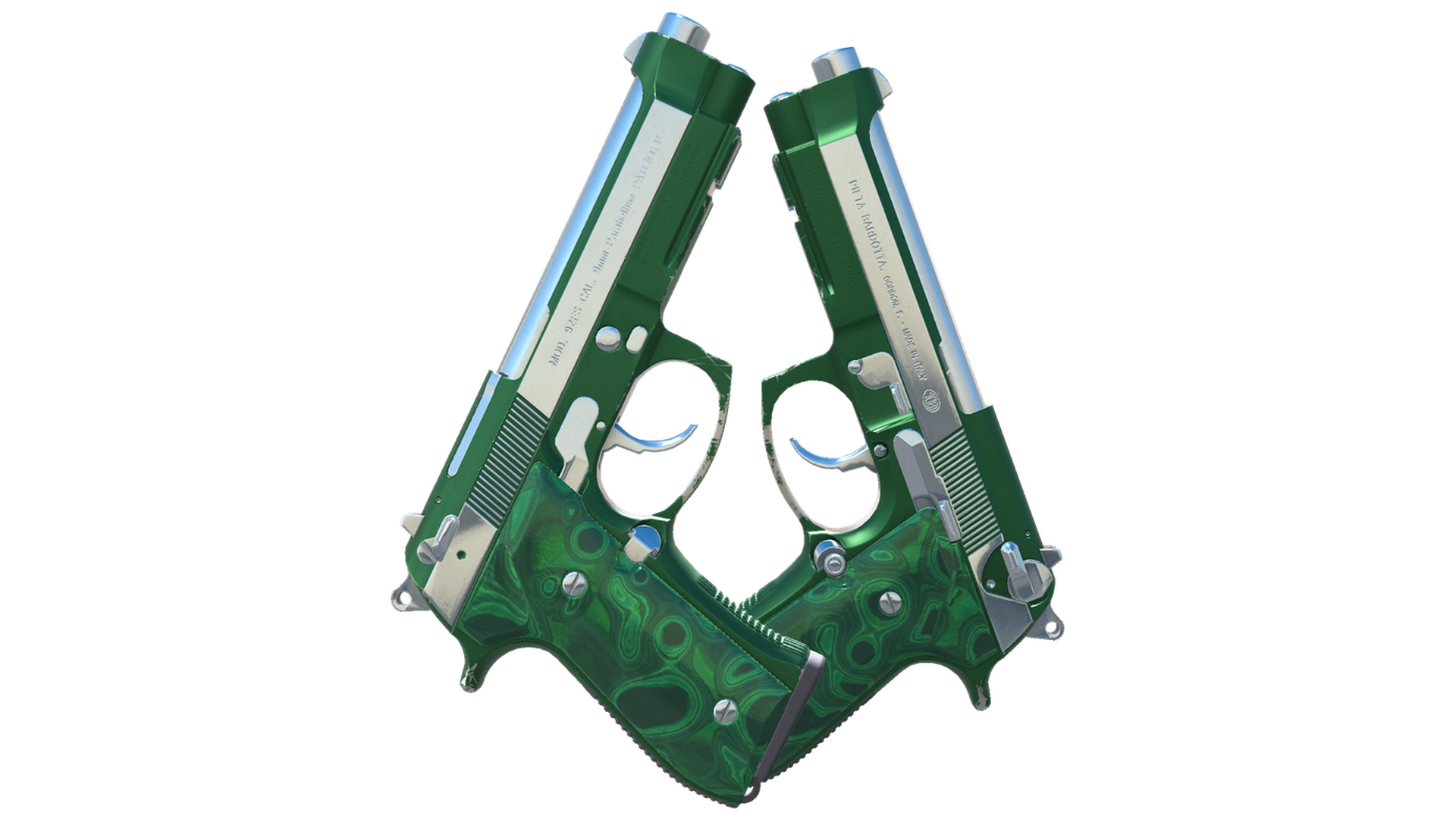 Dual Berettas | Polished Malachite (Minimal Wear)