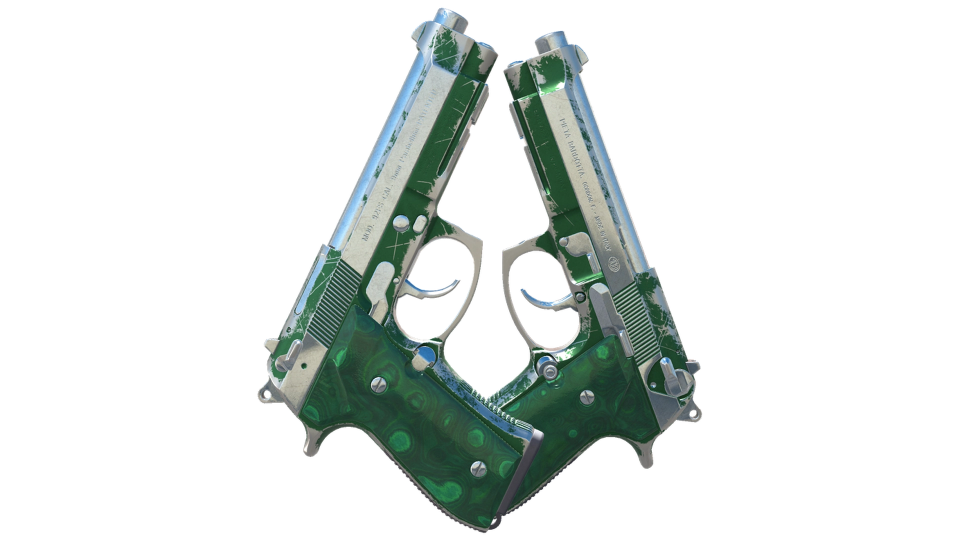 Dual Berettas | Polished Malachite (Well-Worn)