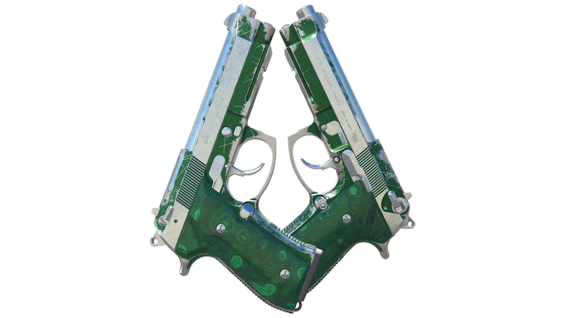 Dual Berettas | Polished Malachite (Well-Worn)