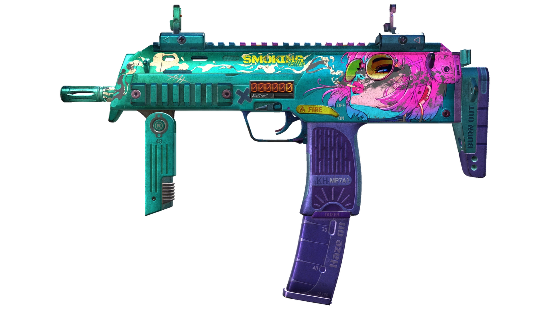 StatTrak™ MP7 | Smoking Kills (Battle-Scarred)